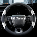 West Llama Customized Auto Car Steering Wheel Cover for Toyota Camry Rav4 Corolla Highlander (Black+White)
