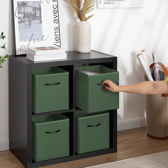 StorageWorks Green Storage Cubes, 11 Inch Cube Storage Bins with Handle, Cube Storage Organizer Bins for Shelves and Closet, 