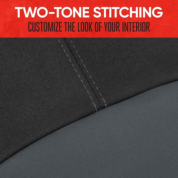 Motor Trend Gray Waterproof Seat Covers for Front Seats – Premium Neoprene, Car Seat Protectors with Removable Headrest, Inte