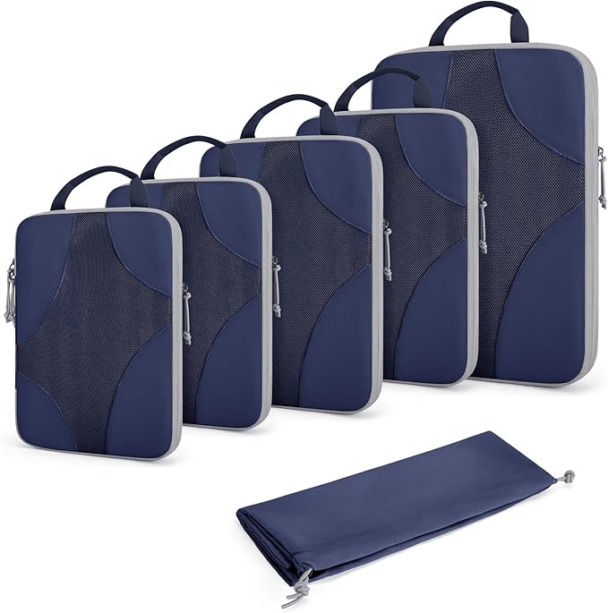 BAGSMART Compression Packing Cubes for Travel, Compressible Luggage Organizer for Cruise Ship, Lightweight Travel Essentials 