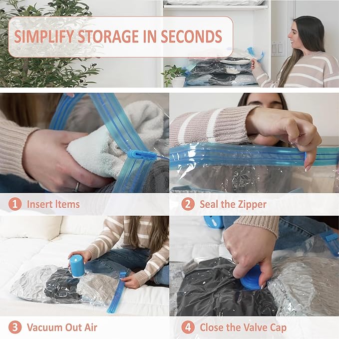 Cozy Essential Travel Vacuum Storage Bags with Rechargeable Cordless USB Pump for Luggage, Suitcase, Carry-on Size Vacuum Sea