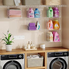 3-Pack Extra-Tall 13.6'' Hanging Laundry Basket Organizer, Foldable Wire Shelf with 360° Rotating Hooks & Reinforced Height -