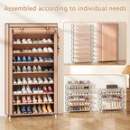 Laiensia 9-Tier Vertical Shoe Rack Organizer, Space Saving Shoe Storage Organizer, Non-Woven Cover Shoe Shelf Holds 36-45 Pai