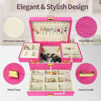 Dajasan Jewelry Organizer Box, Large Jewelry Boxes for Women Girls, Space-Saving 3 Layers Jewelry Storage Case with Drawer, G