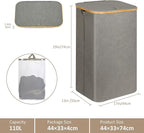 iEGrow Laundry Hamper with Lid, 110L Large Laundry Hamper with Handle and Lid, Collapsible Clothes Basket Organizer with Remo