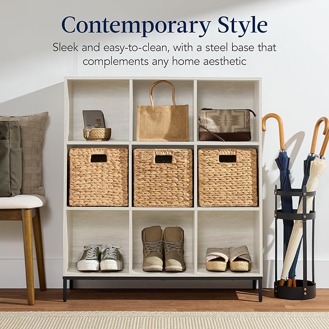 Best Choice Products 9-Cube Bookshelf, 3-Tier Wood Storage Bookcase W/Legs, 11in Shelf Opening, Cube Organizer, Living Room, 