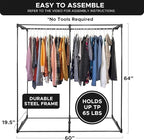 HOLDN’ STORAGE Portable Wardrobe Closet - 65 lb Large Capacity, Internal Heavy Duty Metal Rod, Zipper & Clear Window, Durable