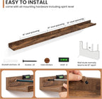 Fun Memories Picture Ledge Shelves Set of 2, 55 Inch Rustic Wall Mounted Floating Shelves with Lip for Home Storage and Décor