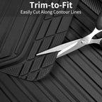 CAR PASS Heavy Duty Rubber Car Mats Metallic,Aluminum Film All Weather Floor Mats Waterproof Universal Trim to Fit SUVs Sedans Vans 4 Piece Anodized Deep Dish Two-Tone Sporty Carbon Fiber Black Chrome