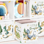 Clastyle 3 pcs Dinosaur Cube Storage Unit Boxes Volcano Kallax Box for Shelves Parents Storage Baskets for Book Clothes Toy O