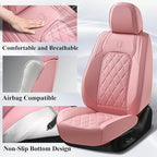 Coverado Car Seat Covers Full Set, Pink Leather Seat Covers for Cars, Universal Waterproof Car Seat Cover, Luxury Front and B