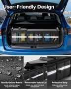 HOTOR Trunk Organizer - 3-Compartment Car Organizer and Storage with Cooler Bag, Foldable Car Storage Organizer for SUV with