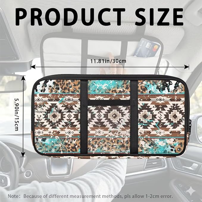 Tribal Pattern Car Sun Visor Storage Bag Sunglass Holder and Storage Pocket Auto Visor Storage Pouch with Multi-Pocket for License Pen Key
