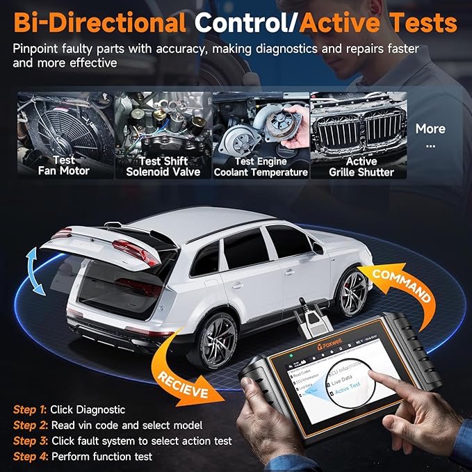 2025 FOXWELL NT716 OBD2 Scanner Bidirectional Control 9+ Resets Scan Tool ABS SRS Transmission Engine Diagnostic Code Reader