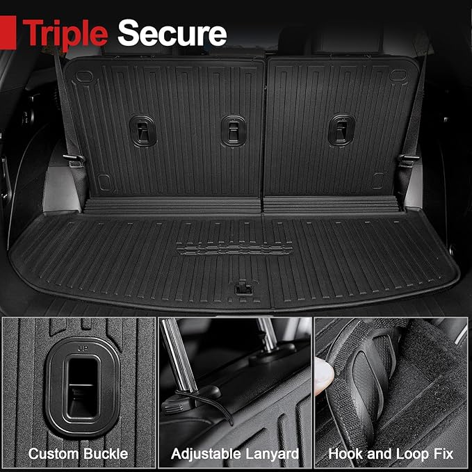 Cargo Mat for 2026 Hyundai Palisade 7/8 Seat (Only Gas), All Weather TPE Durable Cargo Liner with Backrest Mat and Lower Trunk Mat for Hyundai Palisade