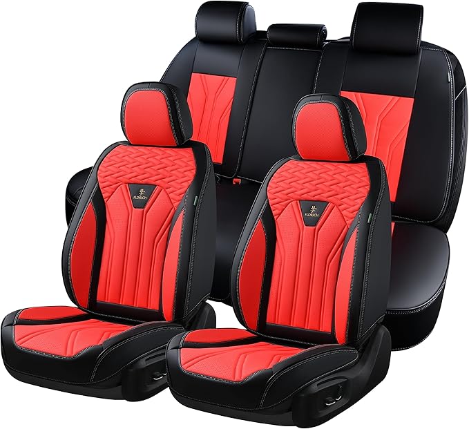 FLORICH Leather Seat Covers, Seat Covers Full Set, Car Seat Protectors 5 Seats,Automotive Seat Covers Fit for Most Cars Truck