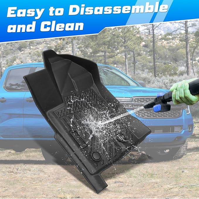 Sunsdrew Floor Mats for 2019-2023 Ford Ranger SuperCrew Accessories, All Weather Car Mats 2 Rows Floor Liners TPE Rubber Raised Edge