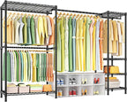 Ulif E10 Clothes Rack（With Stretchable Hanger Rod）Freestanding Clothing Racks for Hanging Clothes，Adjustable Closet Organizer