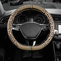 Road Comforts Leopard Steering Wheel Cover for Women, Cute Anti-Slip Microfiber Leather, Fits D Shape Flat Bottom Steering Wh