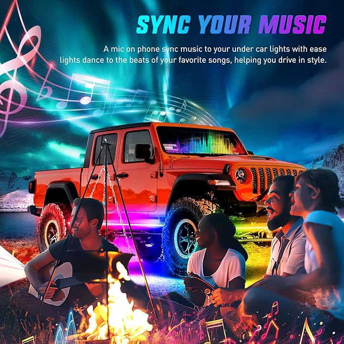 Nilight 4Pcs Aluminum Underglow Neon Accent Strip Lights 396 LEDs Dream Color Door Assist Multi Mode Sound Active Function Music Modes with APP Remote Control Underbody Light Strips for Car Truck RV