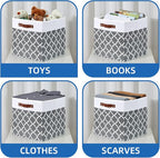 Temary Cube Storage Bins 13x13 - 4 Pack Cube Storage Bins for Shelf with Handles (Grey Lattice)