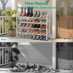 YEASHEIN 4-Tier Expandable Shoe Rack for Closet Floor, X-Frame Metal Small Shoe Rack for Entryway, Adjustable Shoe Shelf Orga