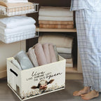 Rustic Cow Storage Bins & Boxes with Handles, Farmhouse Cow Foldable Basket for Organizing, Live Like Someone Left the Gate O