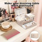 Dajasan Jewelry Organizer Box, Large Jewelry Boxes for Women Girls, Space-Saving 3 Layers Jewelry Storage Case with Drawer, M