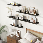 Picture Ledge Wall Shelves 48 inches Width Set of 3, Solid Pine Wood Rustic Floating Ledge Shelves for Wall for Kids' Room Be
