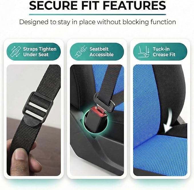 FH Group Automotive Full Car Seat Covers for SUV, Trucks, Sedan and More - Universal Fit Front High Back & Rear Solid Bench D
