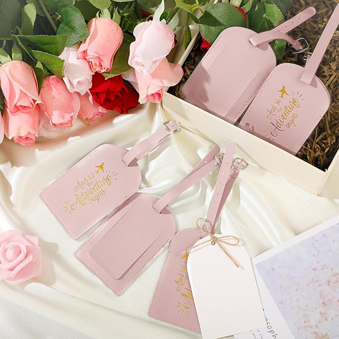 Amylove Bulk Luggage Tags Wedding Favors Adventure Begins Luggage Tags for Guests Travel Tag for Suitcase Bridal Gift 24 Pack