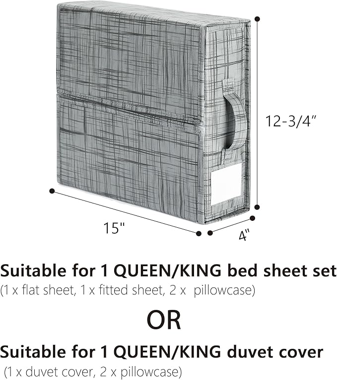 SUOCO SheetCube Bed Sheet Organizers and Storage 2 Pack, Foldable Linen Closet Organizer, Bedding Folder Storage Box Containe