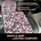 PINCTROT Chenille Leather Steering Wheel Cover, Soft Mottled Colors, Sweat-Proof, Non-Slip Grip, All-Season Comfort, Universa