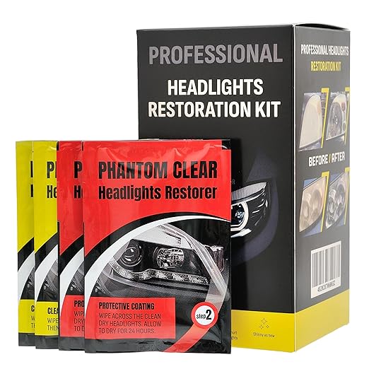 Headlight Restoration Kit – Oxidation & Yellowing Remover with UV Sealant | Wipes + 2000/3000 Sanding Discs + 3” Holder, Glov