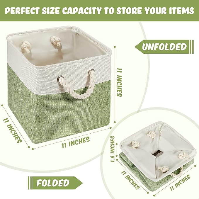 Geiserailie 6 Pcs 11 x 11 Inch Cube Storage Bins Fabric Storage Organizer Bins Foldable Cube Baskets with Sturdy Carry Handle