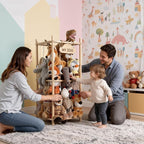 LAMU Stuffed Animal Storage Zoo, Wooden Stuffed Animals Organizer & Holder for Kids with Elastic Cords, Space Saving Plushies