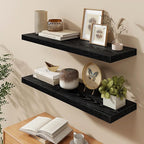 Fun Memories 40 Inch Floating Shelves in Black, 9.3 Inch Deep Floating Shelf for Bathroom Living Room Kitchen, Rusitc Wall Mo