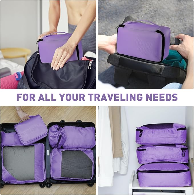 Toncoke 8-Piece Packing Cubes for Travel, Mesh Luggage Organizers with Shoe Bag, Toiletry Bag, Laundry Pouches, 4 Sizes (XL/L