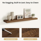 Fun Memories Rustic Wood Floating Shelves for Wall, Space-Saving Wall Mounted Shelves for Bathroom, Bedroom, Living Room and 