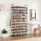 LANTEFUL 11 Tiers Tall Shoe Rack Holds 55 Pairs of Shoes with 18pcs Hooks Sturdy Wide Shoe Organizer Storage Free Standing Me
