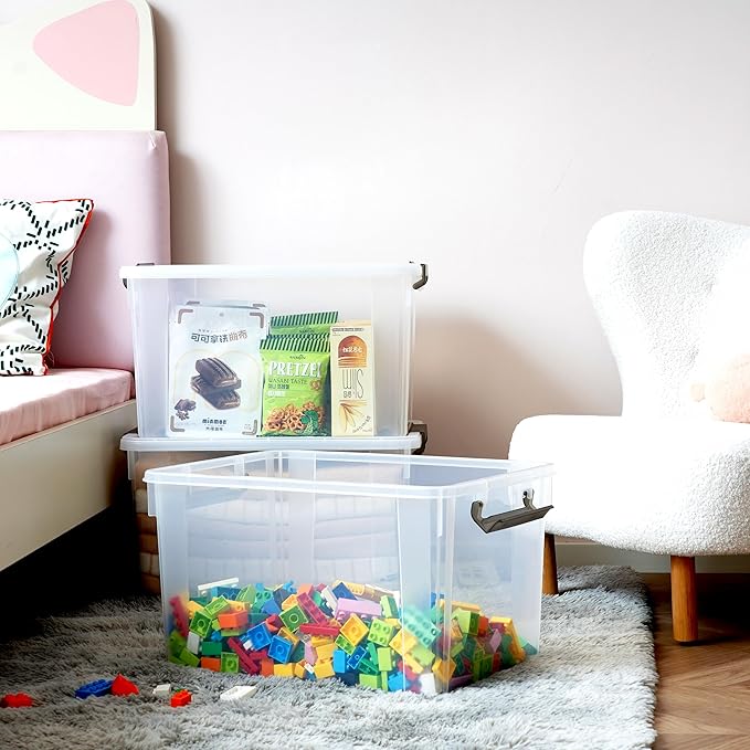 Citylife 6 Packs 58.1 QT Plastic Storage Bins with Lids Large Stackable Storage Containers for Organizing Clear Storage Box f
