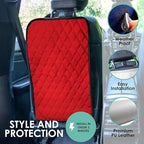 FH Group 2-Pack Diamond Stitched Faux Leather Back Seat Kick Protectors, Heavy Duty Car Kick Mat for Kids Waterproof Protecti