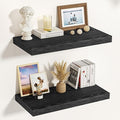Vivelove Black Floating Shelves 16 Inches Wide, 12" Deep Wall Shelves for Bedroom, Bathroom, Living Room, Kitchen, Office, Ru