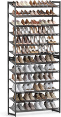 SONGMICS Shoe Rack, 12-Tier Shoe Organizer, Metal Shoe Storage for Garage, Entryway, Set of 2 6-Tier Stackable Shoe Shelf, wi