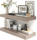 30 Inch Floating Shelves | 12 Inch Deep Grey Floating Shelves Set of 2 | 30" W x 12" D Rustic Wood Shelves for Wall | Deep Gr