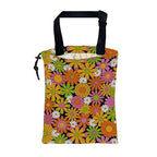 Car Garbage Bag Colorful Vintage Groovy Flowers Drawstring Car Trash Bag Hanging for Back Seat with Adjustable Buckle Canvas Vehicle Trash Can Easy-to-Install