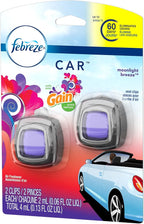 Febreze Car Odor-Eliminating Air Freshener Vent Clip with Gain Scent, Moonlight Breeze, 2 count