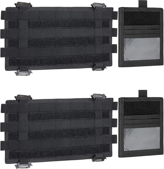 WYNEX Car Visor Organizer with Detachable Card Pouch | Auto Sun Visor Storage Molle Panel with Elastic Webbing Slots for Glasses & Tactical Gear | Fit Most Vehicle, SUVs & Trucks (2, Black (2-Pack))