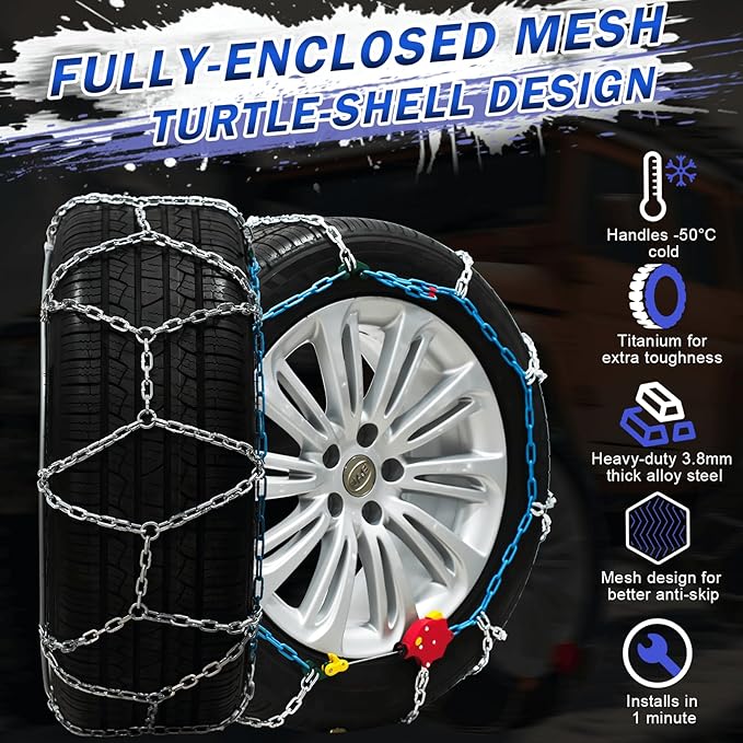 AutoChoice AutoFixing Snow Chains Tire Chains For Light Truck SUV Pickup Trucks, Easy installation, Contains Titanium for Wea