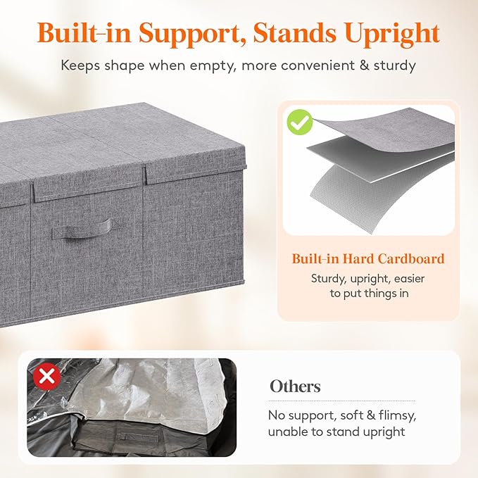 Lifewit 100L Under Bed Storage Containers, 11.8 Inch Tall Underbed Clothes Storage Organizer Bin with Sturdy Sidewalls, Botto